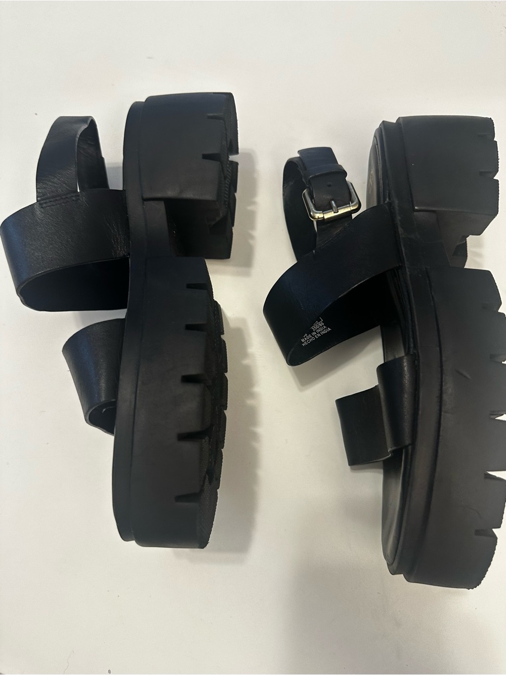Zara Chunky Black Platform Sandals with Buckle Strap - New never worn - Picture 8 of 11